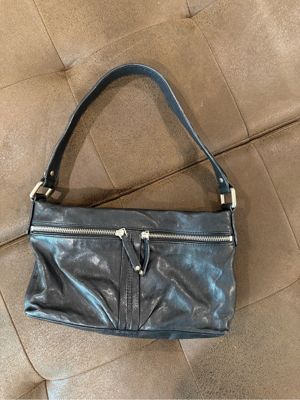 Classic Black Leather Shoulder Bag -  Banana Republic